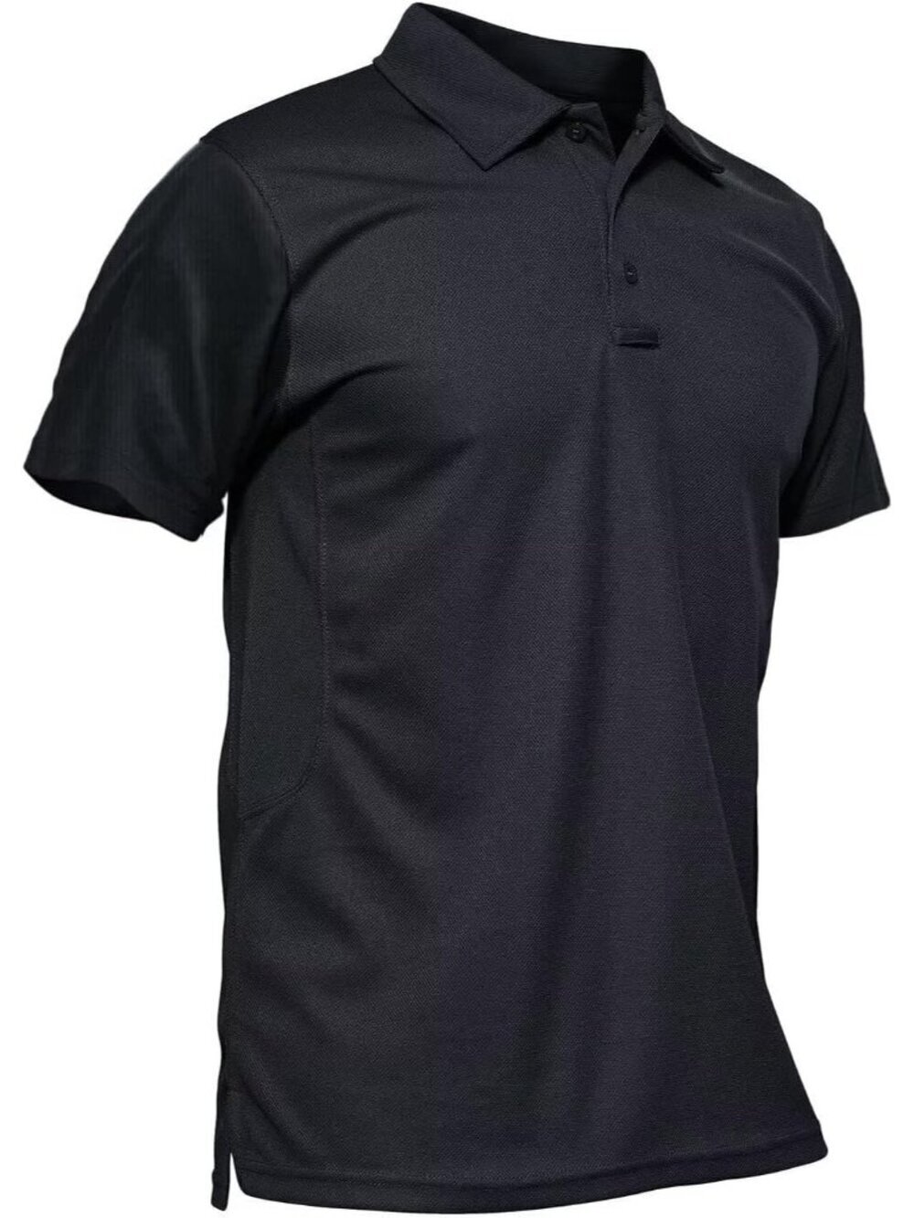 Men's #01 Black Quick Dry Performance Polo Shirt Short Sleeve Tactical Golf Tees